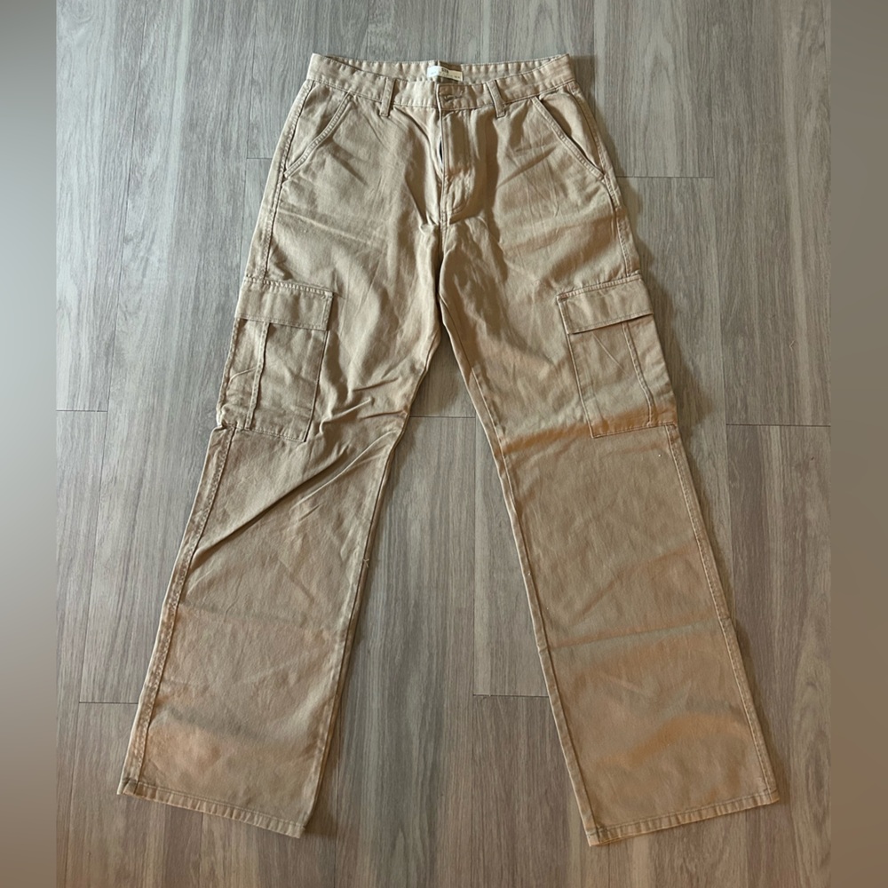 High rise Tan Cargo Pants